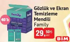 FAMİLY GÖZLÜK VE EKRAN TEMİZLEME MENDİLİ 40'LI FAMİLY GÖZLÜK VE EKRAN TEMİZLEME MENDİLİ 40'LI